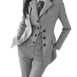 3-Piece Classic Grey Business Suit Set for Women