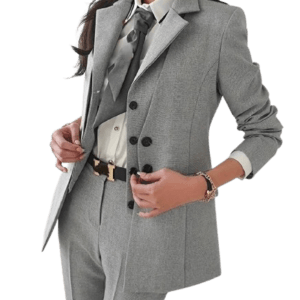 3-Piece Classic Grey Business Suit Set for Women