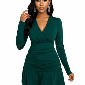 lovely-imported-green-dress-with-gathers-on-hips-domitilla-hus-boutique