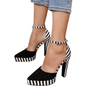 Ladies Zebra Stripe Heel Shoes