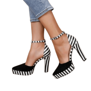 Ladies Zebra Stripe Heel Shoes