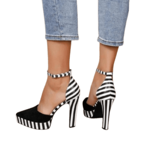 Ladies Zebra Stripe Heel Shoes