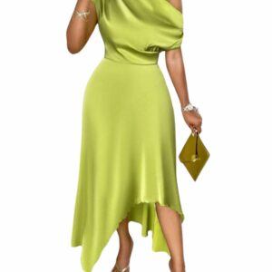 Lemon Green Evening Satin Dress-1-domitilla-hubs-boutique