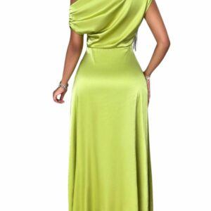 50% OFF. **Glow in Lemon Green: Your New Favorite Satin Dress!**