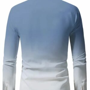 Stylish Men's Gradient Print Button-Up Long Sleeve Shirt