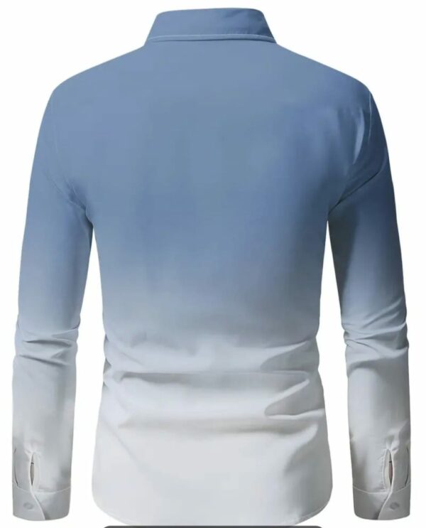 Stylish Men's Gradient Print Button-Up Long Sleeve Shirt