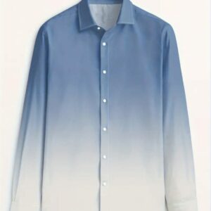 Stylish Men's Gradient Print Button-Up Long Sleeve Shirt