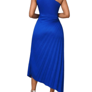 Royal Blue Asymmetric Neckline Party Dress