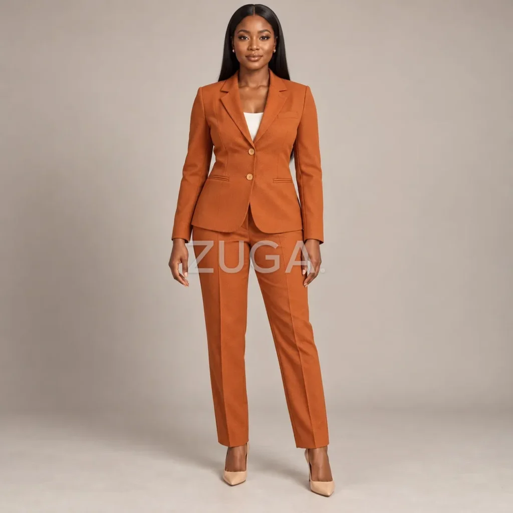 Burnt-orange blazer & trouser suit